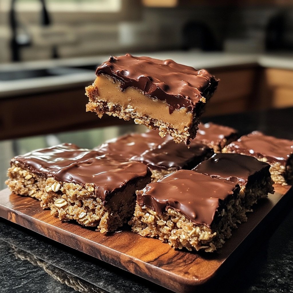 Chocolate Peanut Butter Oat Bars