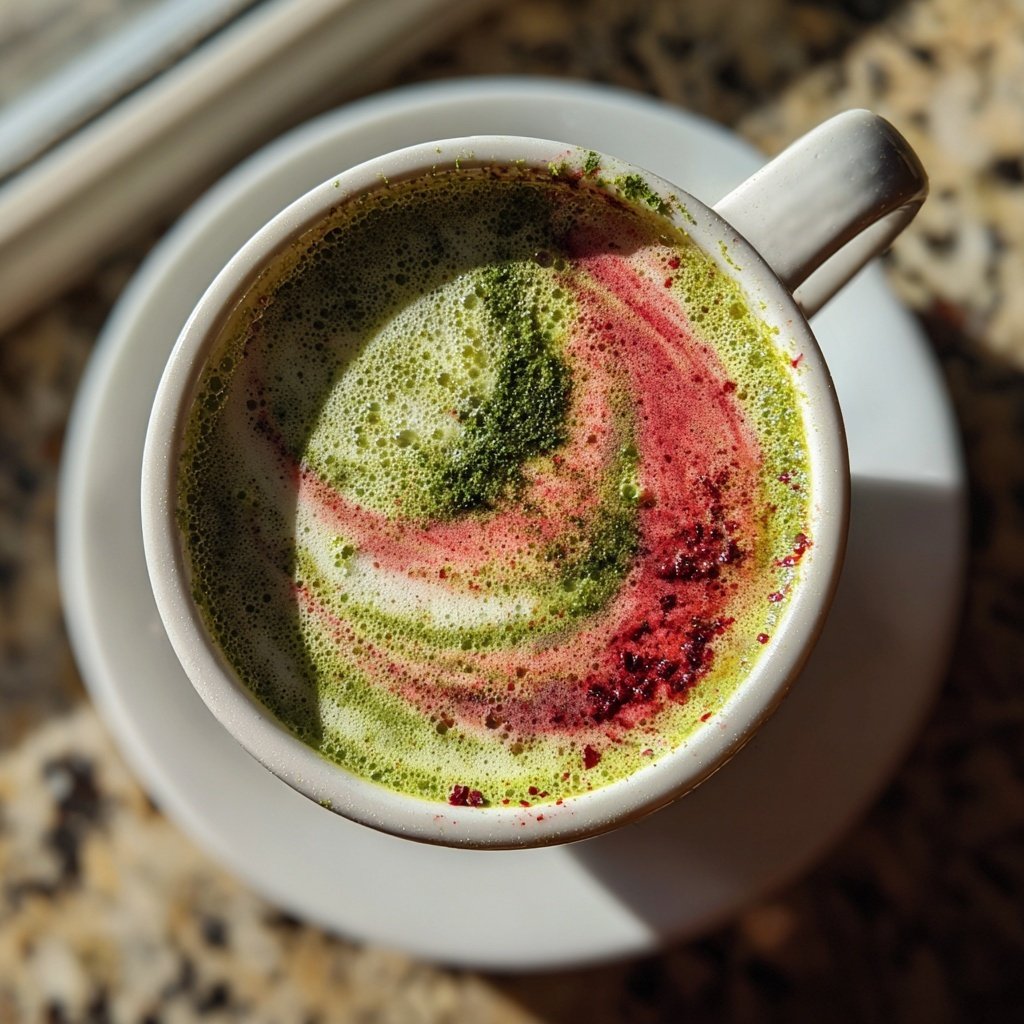 Strawberry Matcha Latte With Milk