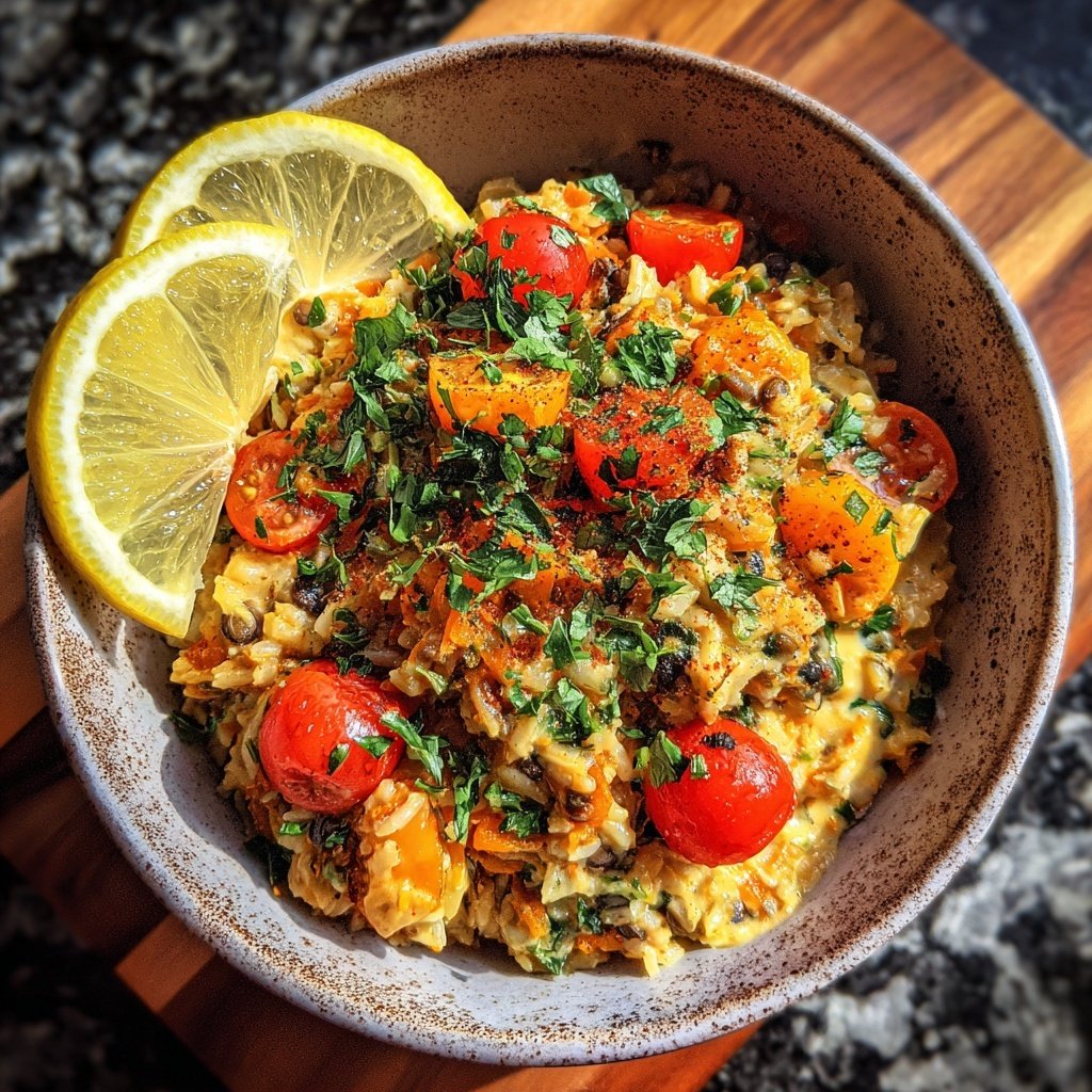 Creamy Lemon Lentil Rice Bowl