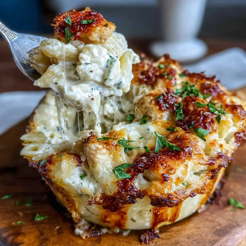 Creamy Garlic Chicken Pasta Bake